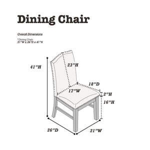 English Elm Traditional High-Back Dining Chairs with Bronze Nailhead Trim, Upholstered Comfort and Solid Wood Legs Beige 22 L x 24 W x 43 H B011P203555