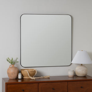 Cooper Classics Hailey Square Metal Wall Mirror with Matte Finish for Modern and Transitional Spaces Black 41967