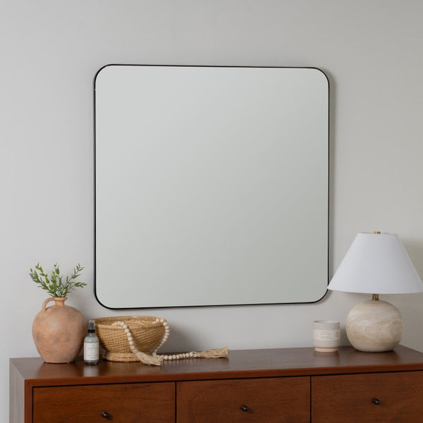 Cooper Classics Hailey Square Metal Wall Mirror with Matte Finish for Modern and Transitional Spaces Black 41967