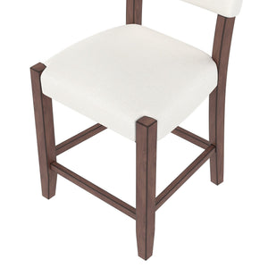 English Elm 5-Piece Faux Marble Counter Height Dining Set — 4 Upholstered Stools, Space-Saving Mid-Century Modern for Kitchen N752S011086A