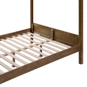 English Elm Christopher Knight Home® - Queen Solid Antique Oak Canopy Bed Frame with High-Density Slats, 800lb Support & 10" Storage Clearance N758Q877980N