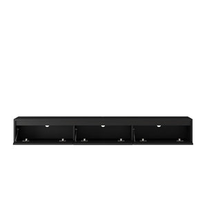 English Elm Floating Wall TV Stand with LED Touch Light, High-Gloss Black Cabinet, 3 Plugs 2 USB Ports, Cord Management W1321P176417