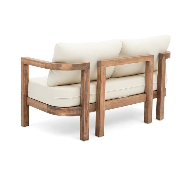 English Elm Christopher Knight Home® - 2-Person Acacia Wood Loveseat & Coffee Table Set with Beige Cushions, Weather-Resistant Patio Charm 73169.00BBGE