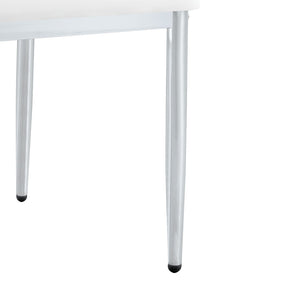 English Elm Table and Chair Set Marble Glass Top Silver Legs Four Seat Modern Dining W1151S04641