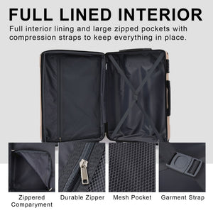 English Elm Luggage Set 3 Piece Abs Hard Shell Expandable Suitcase with Tsa Lock Spinner Wheels Black Brown N730P296765A
