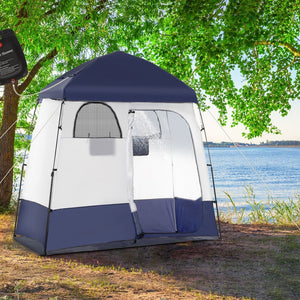 English Elm Outsunny Two Room Pop up Camping Shower Enclosure with Solar Bag and Waterproof Taffeta Walls W2225P200643