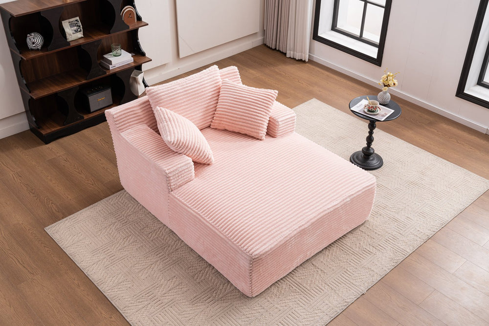 English Elm Oversized Corduroy Chaise Longue Sofa Bed Pink — Deep Seat Sleeper, No Assembly, Modern Lounge Comfort W1752P290577