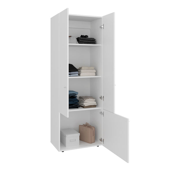 English Elm Armoire 66.9" H - Modern 3-Door Wardrobe With 3 Shelves, Eco-Friendly, Space-Saving Design In White B097P395876