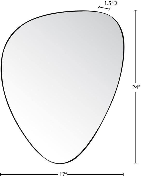 Meridian Furniture Finch Organic Pebble Shaped Iron Wall Mirror Sculptural Accent for Modern Home Decor Black 17" W x 24" H 419Black-24M