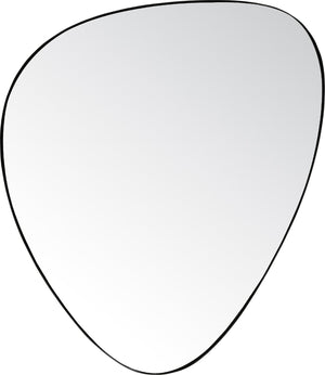 Meridian Furniture Finch Organic Pebble Shaped Iron Wall Mirror Sculptural Accent for Modern Home Decor Black 17" W x 24" H 419Black-24M