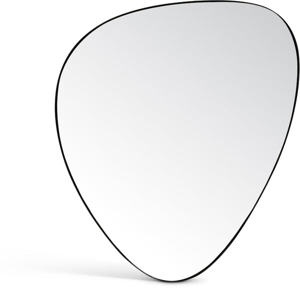 Meridian Furniture Finch Organic Pebble Shaped Iron Wall Mirror Sculptural Accent for Modern Home Decor Black 23" W x 30" H 419Black-30M