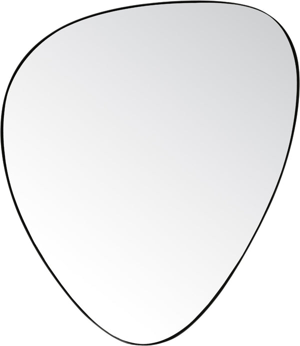 Meridian Furniture Finch Organic Pebble Shaped Iron Wall Mirror Sculptural Accent for Modern Home Decor Black 23" W x 30" H 419Black-30M