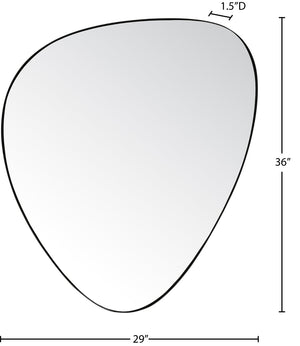 Meridian Furniture Finch Organic Pebble Shaped Iron Wall Mirror Sculptural Accent for Modern Home Decor Black 29" W x 36" H 419Black-36M