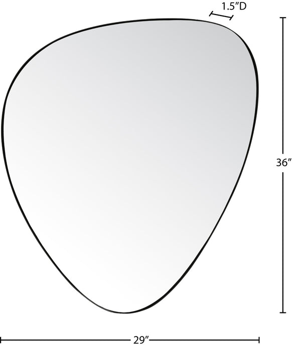 Meridian Furniture Finch Organic Pebble Shaped Iron Wall Mirror Sculptural Accent for Modern Home Decor Black 29" W x 36" H 419Black-36M