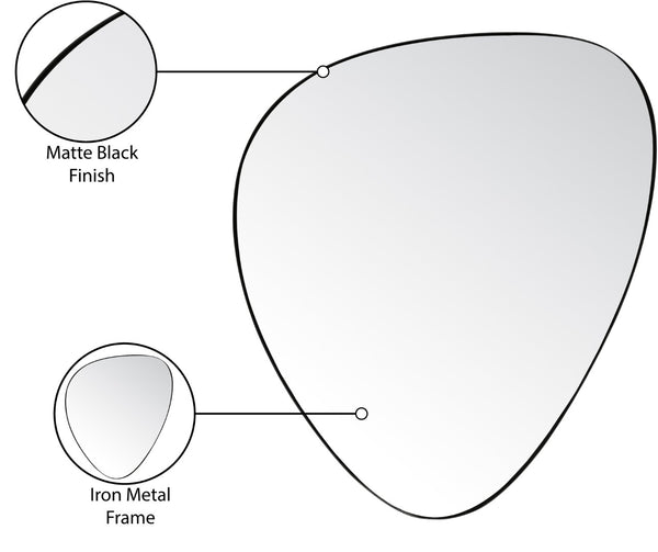 Meridian Furniture Finch Organic Pebble Shaped Iron Wall Mirror Sculptural Accent for Modern Home Decor Black 29" W x 36" H 419Black-36M