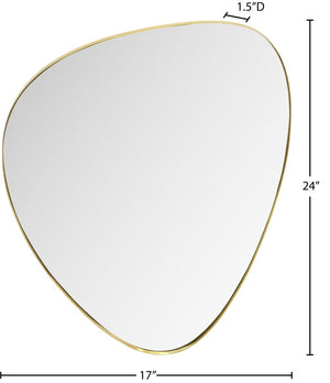 Meridian Furniture Finch Organic Pebble Shaped Iron Wall Mirror Sculptural Accent for Modern Home Decor Gold 17" W x 24" H 419Gold-24M