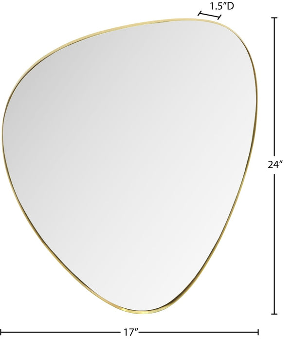 Meridian Furniture Finch Organic Pebble Shaped Iron Wall Mirror Sculptural Accent for Modern Home Decor Gold 17" W x 24" H 419Gold-24M