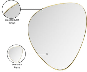 Meridian Furniture Finch Organic Pebble Shaped Iron Wall Mirror Sculptural Accent for Modern Home Decor Gold 17" W x 24" H 419Gold-24M