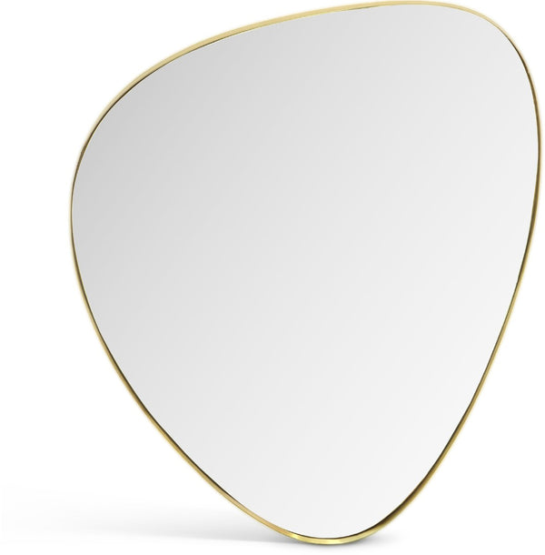 Meridian Furniture Finch Organic Pebble Shaped Iron Wall Mirror Sculptural Accent for Modern Home Decor Gold 17" W x 24" H 419Gold-24M