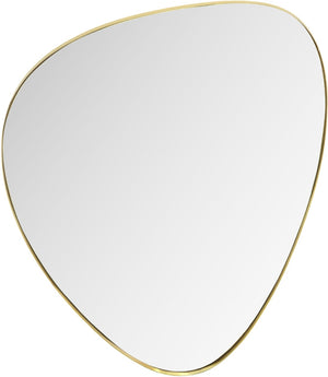 Meridian Furniture Finch Organic Pebble Shaped Iron Wall Mirror Sculptural Accent for Modern Home Decor Gold 17" W x 24" H 419Gold-24M