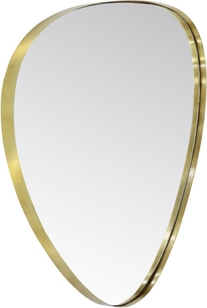Meridian Furniture Finch Organic Pebble Shaped Iron Wall Mirror Sculptural Accent for Modern Home Decor Gold 17" W x 24" H 419Gold-24M