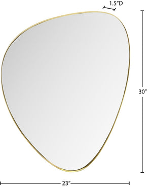 Meridian Furniture Finch Organic Pebble Shaped Iron Wall Mirror Sculptural Accent for Modern Home Decor Gold 23" W x 30" H 419Gold-30M