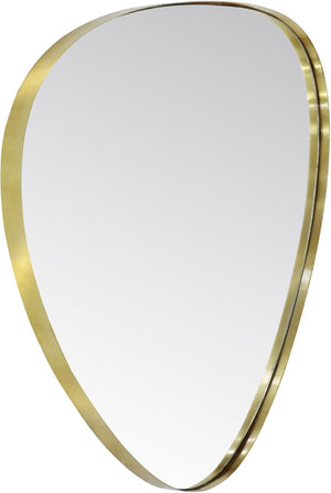 Meridian Furniture Finch Organic Pebble Shaped Iron Wall Mirror Sculptural Accent for Modern Home Decor Gold 23" W x 30" H 419Gold-30M