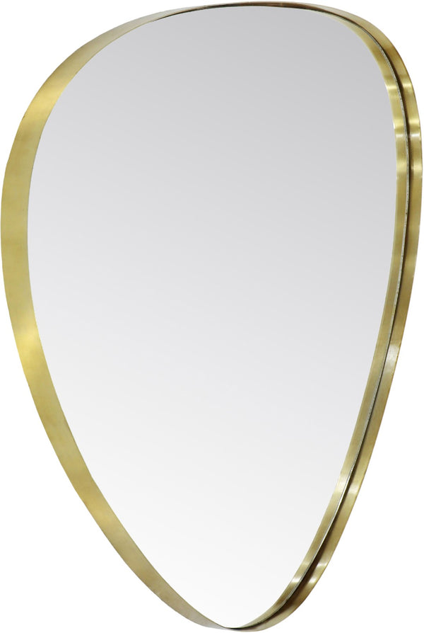Meridian Furniture Finch Organic Pebble Shaped Iron Wall Mirror Sculptural Accent for Modern Home Decor Gold 23" W x 30" H 419Gold-30M