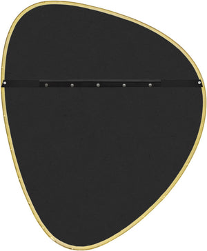 Meridian Furniture Finch Organic Pebble Shaped Iron Wall Mirror Sculptural Accent for Modern Home Decor Gold 23" W x 30" H 419Gold-30M