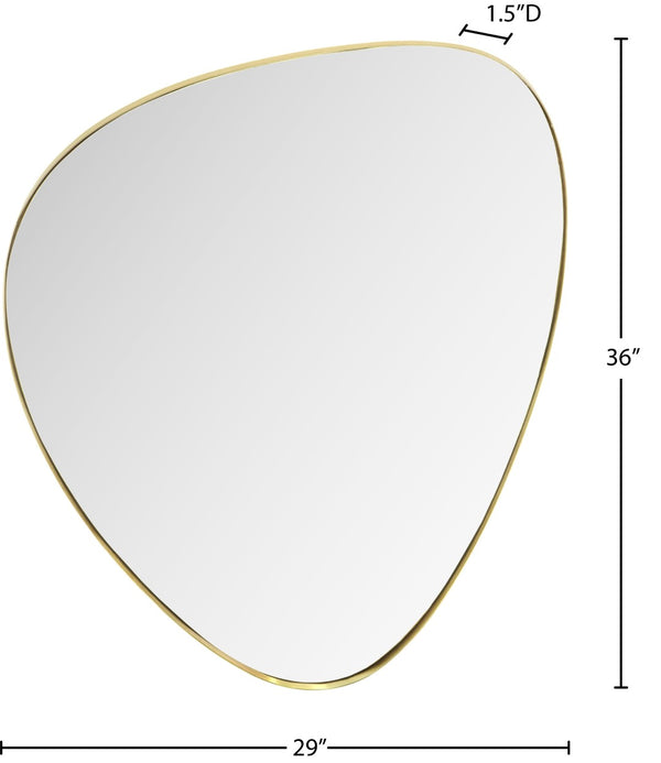 Meridian Furniture Finch Organic Pebble Shaped Iron Wall Mirror Sculptural Accent for Modern Home Decor Gold 29" W x 36" H 419Gold-36M