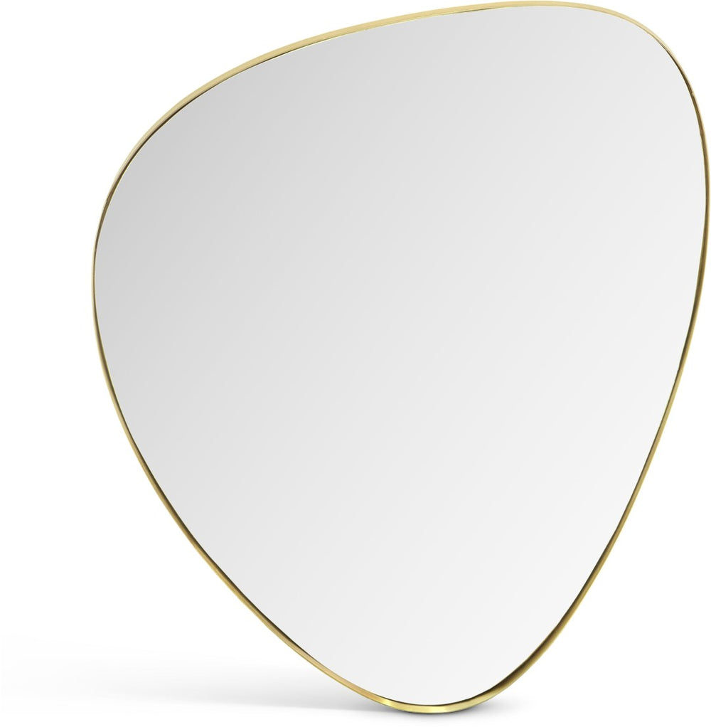 Meridian Furniture Finch Organic Pebble Shaped Iron Wall Mirror Sculptural Accent for Modern Home Decor Gold 29" W x 36" H 419Gold-36M