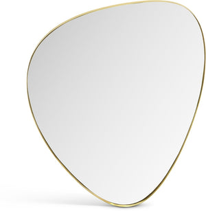 Meridian Furniture Finch Organic Pebble Shaped Iron Wall Mirror Sculptural Accent for Modern Home Decor Gold 29" W x 36" H 419Gold-36M