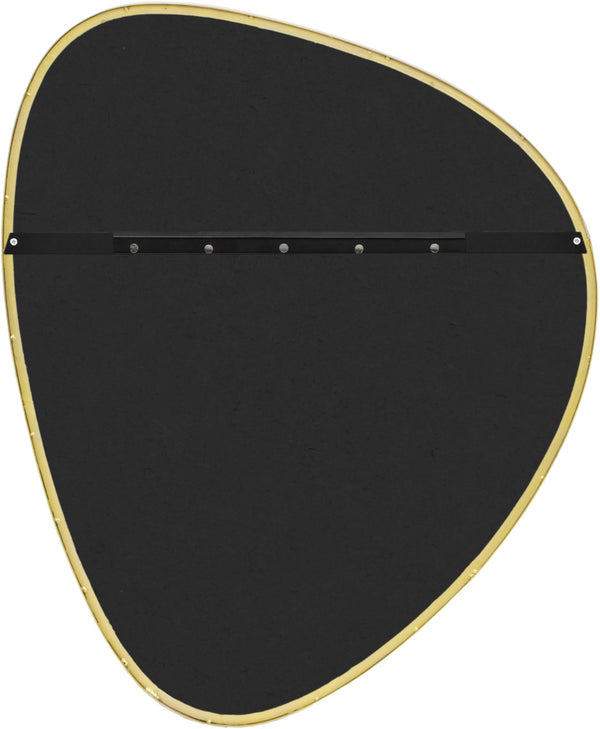 Meridian Furniture Finch Organic Pebble Shaped Iron Wall Mirror Sculptural Accent for Modern Home Decor Gold 29" W x 36" H 419Gold-36M