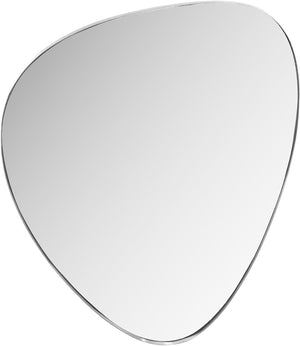 Meridian Furniture Finch Organic Pebble Shaped Iron Wall Mirror Sculptural Accent for Modern Home Decor Silver 17" W x 24" H 419Silver-24M
