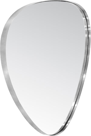 Meridian Furniture Finch Organic Pebble Shaped Iron Wall Mirror Sculptural Accent for Modern Home Decor Silver 17" W x 24" H 419Silver-24M