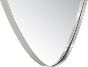 Meridian Furniture Finch Organic Pebble Shaped Iron Wall Mirror Sculptural Accent for Modern Home Decor Silver 17" W x 24" H 419Silver-24M