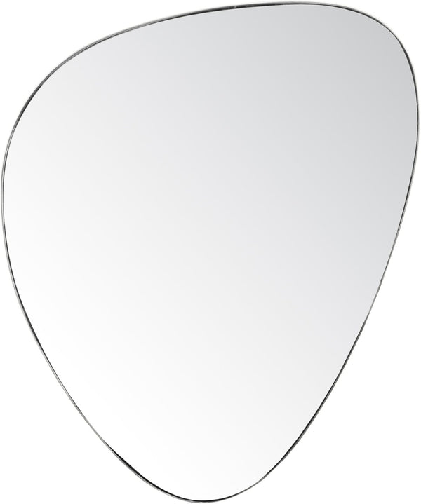 Meridian Furniture Finch Organic Pebble Shaped Iron Wall Mirror Sculptural Accent for Modern Home Decor Silver 23" W x 30" H 419Silver-30M