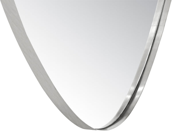Meridian Furniture Finch Organic Pebble Shaped Iron Wall Mirror Sculptural Accent for Modern Home Decor Silver 23" W x 30" H 419Silver-30M