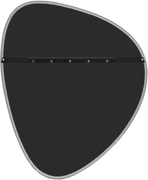 Meridian Furniture Finch Organic Pebble Shaped Iron Wall Mirror Sculptural Accent for Modern Home Decor Silver 29" W x 36" H 419Silver-36M