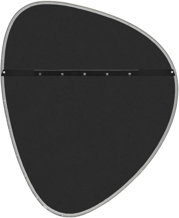 Meridian Furniture Finch Organic Pebble Shaped Iron Wall Mirror Sculptural Accent for Modern Home Decor Silver 29" W x 36" H 419Silver-36M