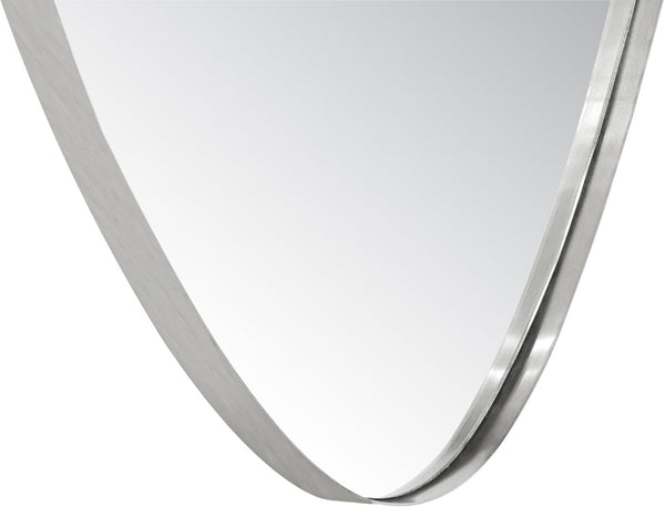 Meridian Furniture Finch Organic Pebble Shaped Iron Wall Mirror Sculptural Accent for Modern Home Decor Silver 29" W x 36" H 419Silver-36M