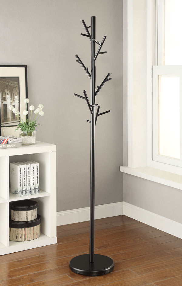 English Elm 18 Matte Black Freestanding Coat Rack with 18 Staggered Hooks, Weighted Base, Sculptural Tree-Inspired Design for Small Entryways and Offices B016P381128