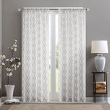 Madison Park Irina Transitional Diamond Sheer Window Curtain Panel MP40-2331 White/Grey