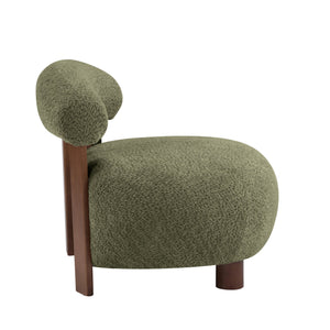 English Elm Christopher Knight Home® - Modern Boucle Accent Chair with Plush Rounded Silhouette, Solid Wood Frame, Cozy Reading Seat Olive Green,Walnut 29 L x 28.5 W x 21.85 H N776P278240S