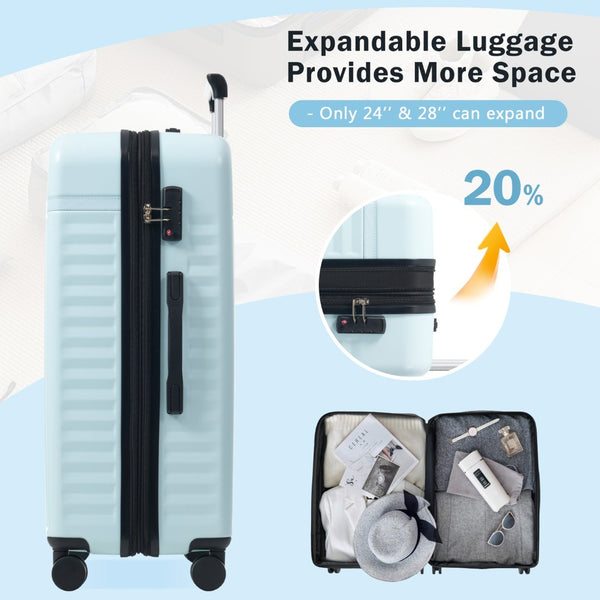 English Elm Luggage Set 5 Piece Abs Hardside Expandable Spinner Wheels Tsa Lock Travel Bags Light Blue N732P326115N