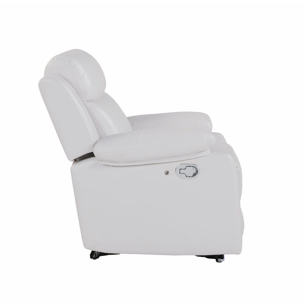 English Elm Blanche White Upholstered Glider Recliner with LED Light, Pillow Arms, Medium-Firm Seat, Manual Recline B201P391844