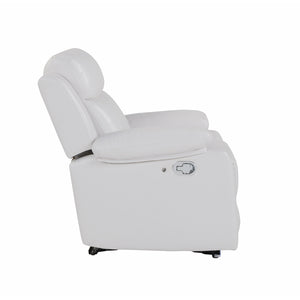 English Elm Blanche White Upholstered Glider Recliner with LED Light, Pillow Arms, Medium-Firm Seat, Manual Recline B201P391844