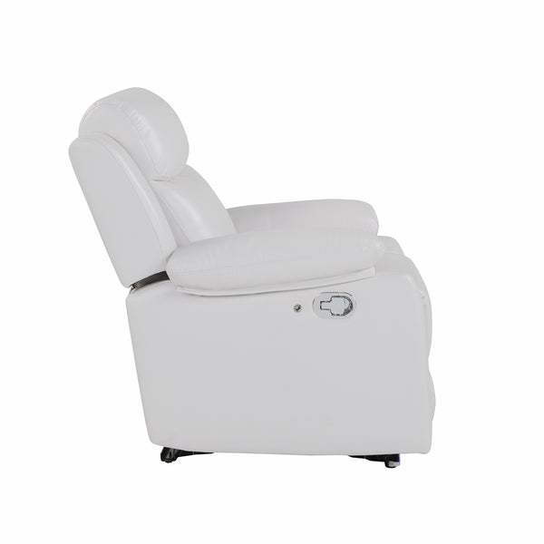 English Elm Blanche White Upholstered Glider Recliner with LED Light, Pillow Arms, Medium-Firm Seat, Manual Recline B201P391844