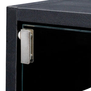 English Elm Black Glass Door Shoe Box Display Cabinet with RGB LED Lighting, Stackable Dustproof Showcase W331P235039