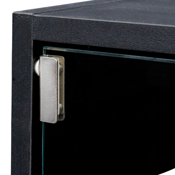 English Elm Black Glass Door Shoe Box Display Cabinet with RGB LED Lighting, Stackable Dustproof Showcase W331P235039